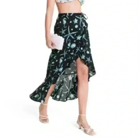 Mermaid Women's Deep Sea Print Wrap Skirt - Agua Bendita x Target Navy Blue - Picture 1 of 9